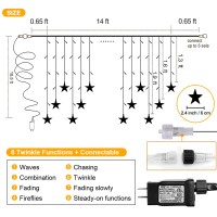 Kemooie 150 Led Icicle Christmas Lights With Star, 8 Twinkle Modes Waterproof Icicle Lights Outdoor, 30 Drops Christmas Lights For Indoor Outdoor Balcony Patio Christmas Decorations (Warm White)