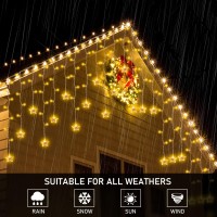 Kemooie 150 Led Icicle Christmas Lights With Star, 8 Twinkle Modes Waterproof Icicle Lights Outdoor, 30 Drops Christmas Lights For Indoor Outdoor Balcony Patio Christmas Decorations (Warm White)