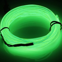 Jiguoor Usb Rechargeable El Wire 32.8Ft/10M (5Mx2) Bright Neon Light Strip 360 Illumination Neon Tube Rope Lights For Diy, Festival, Party, Halloween, Chrismas (32.8Ft/10M, Fluorescent Green)