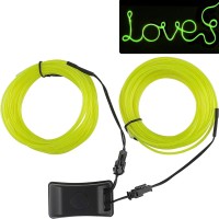 Jiguoor Usb Rechargeable El Wire 32.8Ft/10M (5Mx2) Bright Neon Light Strip 360 Illumination Neon Tube Rope Lights For Diy, Festival, Party, Halloween, Chrismas (32.8Ft/10M, Fluorescent Green)