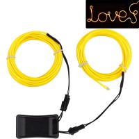 Jiguoor Usb Rechargeable El Wire 32.8Ft/10M (5Mx2) Bright Neon Light Strip 360 Illumination Neon Tube Rope Lights For Diy, Festival, Party Decoration, Halloween, Chrismas (32.8Ft/10M, Yellow)