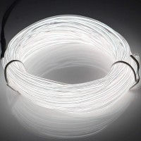 Jiguoor Usb Rechargeable El Wire 32.8Ft/10M (5Mx2) Bright Neon Light Strip 360 Illumination Neon Tube Rope Lights For Diy, Festival, Party Decoration, Halloween, Chrismas (32.8Ft/10M, White)