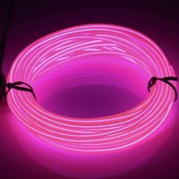 Jiguoor Usb Rechargeable El Wire 32.8Ft/10M (5Mx2) Bright Neon Light Strip 360 Illumination Neon Tube Rope Lights For Diy, Festival, Party Decoration, Halloween, Chrismas (32.8Ft/10M, Pink)