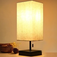 Liangz Ai Bedside Table Lamp Minimalist Lamps For Bedrooms Living Room Office Fabric Linen Lamp Shade Modern Desk Lamp With Bl