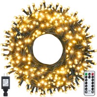 Ollny Christmas Lights Outdoor String Lights Plug In 400Led/132Ft With Remote Extra Long Waterproof Warm White 8 Lighting Modes Timer For Thanksgiving Xmas Indoor Outdoor Holidays Decorations