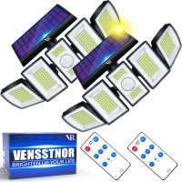 Vensstnor Solar Lights Outdoor Motion Sensor - 400% Brighter 7000K 3000Lm 5 Levels Brightness 3 Lighting Modes 2400Mah 360 Wide Angle Illumination Ip65 Waterproof Security Flood Light