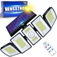 Vensstnor Solar Lights Outdoor Motion Sensor - 400% Brighter 7000K 3000Lm 5 Levels Brightness 3 Lighting Modes 2400Mah 360 Wide Angle Illumination Ip65 Waterproof Security Flood Light