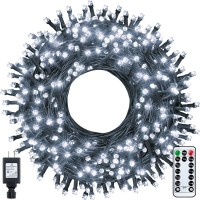 Ollny Christmas Lights Outdoor String Lights Plug In 400Led/132Ft With Remote Extra Long Waterproof Cool White 8 Lighting Modes Timer For Thanksgiving Xmas Indoor Outdoor Holidays Decorations