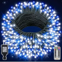 Ollny Christmas Tree Lights 400Led 132Ft, Remote Plug In Blue Christmas Lights With Timer And 8 Modes, Waterproof Outdoor Christmas Lights For Halloween Xmas House Indoor Outside Decorations