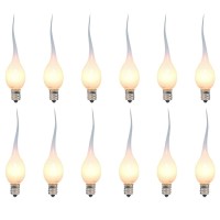 Goothy Silicone Dipped Candle Light Bulbs, Clear Silicone 5 Watts Replacement Bulbs For Electric Window Candles Chandeliers Night Light Bulbs Christmas Lights, C7/E12 Candelabra Base, 120V- 12 Pack