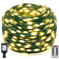 Ollny Christmas Lights 800Led 262Ft Plug In, Ip67 Waterproof Green Wire Outdoor Christmas Lights With Remote, 8 Modes And 3 Timers Christmas Tree Lights For House Indoor Xmas Decorations (Warm White)