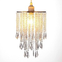 Cioceen Acrylic Chandelier Ceiling Light Shade Beaded Hanging Pendant Lampshade With Gold Frame For Bedroom For Wedding Party H1