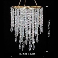 Cioceen Acrylic Chandelier Ceiling Light Shade Beaded Hanging Pendant Lampshade With Gold Frame For Bedroom For Wedding Party H1