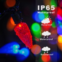 Hugsvik C6 Solar Christmas Lights Outdoor Waterproof 21Ft 50Led Strawberry C6 Christmas Lights Colored 8 Modes Solar Powered C