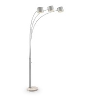 Benjara 3 Arc Floor Lamp With Metal Frame And Marble Base, Silver