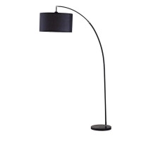 Exuding a captivating charm this sophisticated and stylish Floor Lamp is sure to accentuate the aesthetics of your interior Incorporated with a curved metal frame and marble base the black linen wrapped drum shade emanates just the right amount of light n