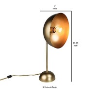 Benjara Half Spherical Shade Metal Table Lamp, Brass