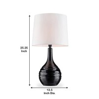 Benjara Table Lamp With Ribbed Ceramic Body, Black And White