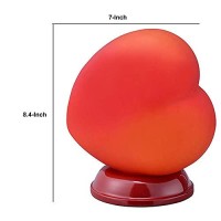 Benjara Table Lamp With Heart Shaped Glass Shade, Red