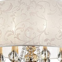 Benjara Wall Ceiling Lamp With Crystal Accent And Baroque Style Shade, Gold