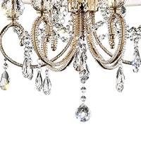 Benjara Wall Ceiling Lamp With Crystal Accent And Baroque Style Shade, Gold