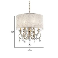 Benjara Wall Ceiling Lamp With Crystal Accent And Baroque Style Shade, Gold