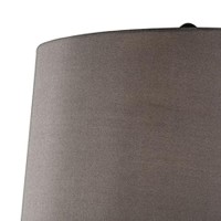 Benjara Table Lamp With Glass Pedestal Base And Fabric Shade, Silver