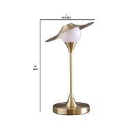 Benjara Table Lamp With Metal Base And Glass Globe Shade, Gold