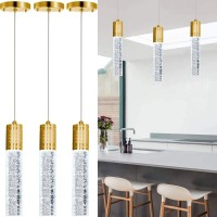 Haixiang 3Packs Independent Pendant Light Kitchen Island Dining Room Light Gold Led Light Fixture Linear Chandelier Lighting For