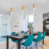 Haixiang 3Packs Independent Pendant Light Kitchen Island Dining Room Light Gold Led Light Fixture Linear Chandelier Lighting For