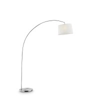 Benjara Floor Lamp With Arched Metal Body, Silver And White