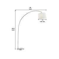 Benjara Floor Lamp With Arched Metal Body, Silver And White