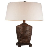 Benjara Table Lamp With Polyresin Urn Shape Base, Brown