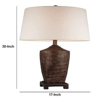 Benjara Table Lamp With Polyresin Urn Shape Base, Brown