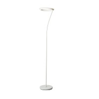 Benjara Torchiere Floor Lamp With Adjustable Disk Shade And Sleek Body, White