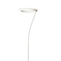 Benjara Torchiere Floor Lamp With Adjustable Disk Shade And Sleek Body, White