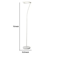 Benjara Torchiere Floor Lamp With Adjustable Disk Shade And Sleek Body, White