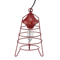 Benjara Lantern Table Lamp With Open Metal Frame, Red