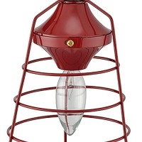 Benjara Lantern Table Lamp With Open Metal Frame, Red