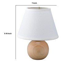 Benjara Table Lamp With Sphere Base And Bell Shade, Brown And White