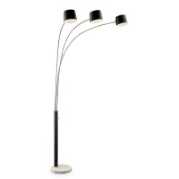 Benjara 3 Arc Floor Lamp With Metal Frame And Marble Base, Black