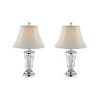 Table Lamp With Semi Fluted Glass Base, Set Of 2, Off White