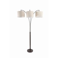 Benjara Floor Lamp With 3 Arched Arms And Fabric Shades, Bronze