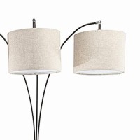 Benjara Floor Lamp With 3 Arched Arms And Fabric Shades, Bronze