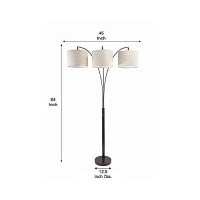 Benjara Floor Lamp With 3 Arched Arms And Fabric Shades, Bronze