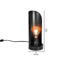 Benjara Metal Curved Panel Back Table Lamp With Cord, Black