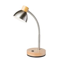 Featuring a gooseneck in a silver finish this transitional Table Lamp with LED makes a perfect addition to your home office desk or study table The cone metal shaped shade directs ample light in the downward direction The solid wood round base imparts sta