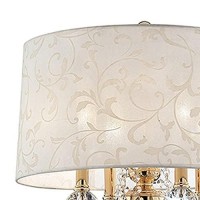 Benjara Table Lamp With Crystal Accent And Baroque Printed Shade, Gold