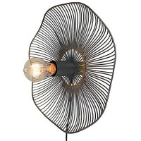 Benjara Curved Dandelion Shape Metal Wall Lamp, Gray