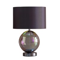 Table Lamp With Glass Orb And Metal Base, Silver